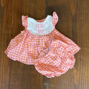 Ricrac & ruffles C Monogram Mystery Dress 0/3M